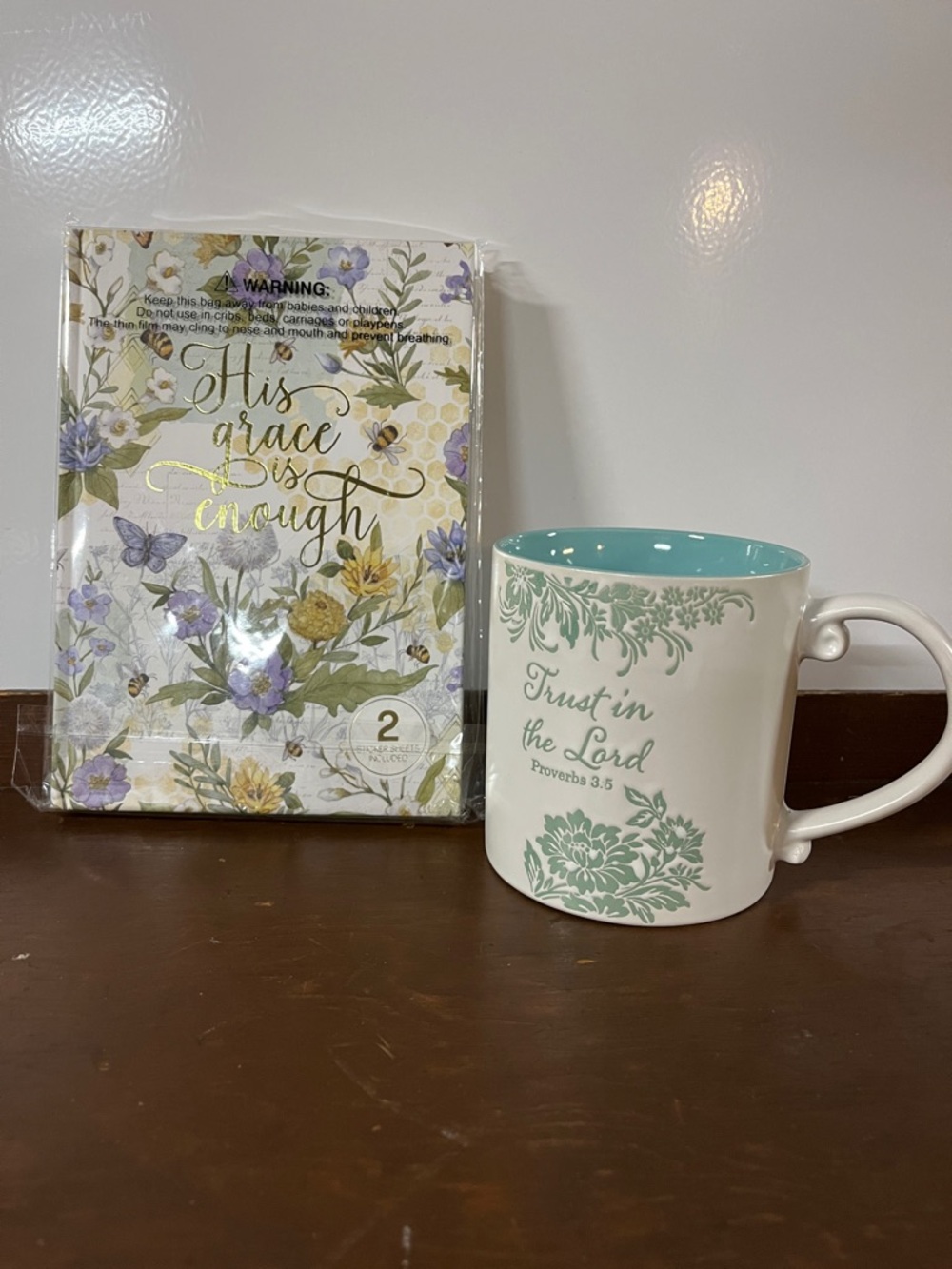 Faith-Inspired Ceramic Mug with Floral Napkins